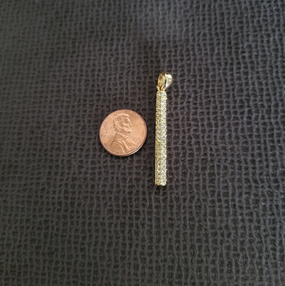 Vertical↕️ Bar Pendant with Pave Crystals💎 - Picture 6 of 15